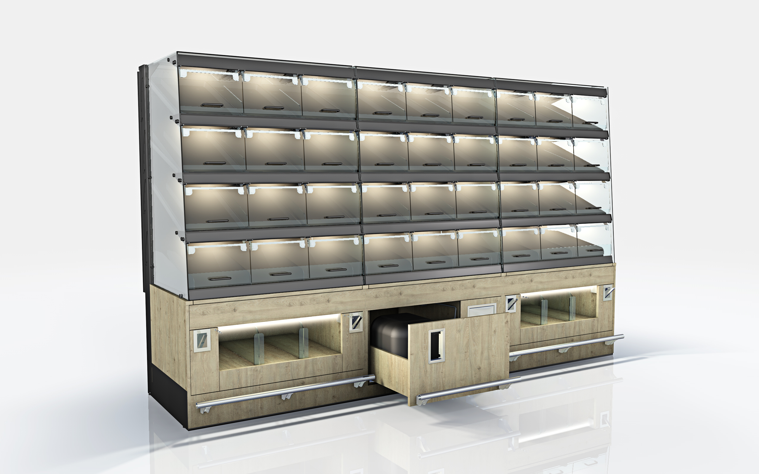 Bakery Box mit geöffneter Serviceeinheit im Unterbau